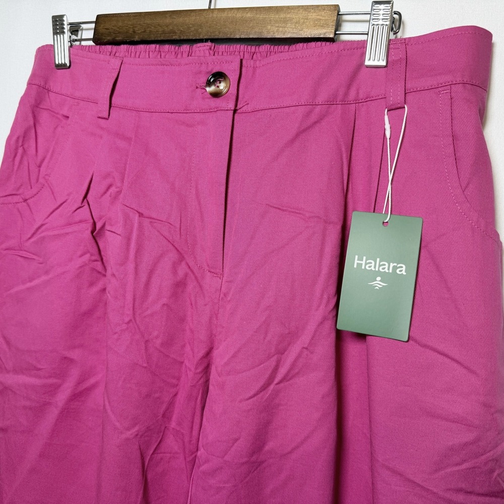Halara Pink Cotton High Waisted Pleated Jogger Pants Women Large NWT 02768616